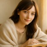 毛布に包まれて朝の光に照らされるセリナ。静かな微笑みとやわらかな陽光が心を和ませる横長アイキャッチ