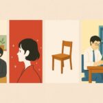 本屋大賞2025『カフネ』と歴代受賞作を象徴するイラスト画像（椅子・読書・会話・横顔）